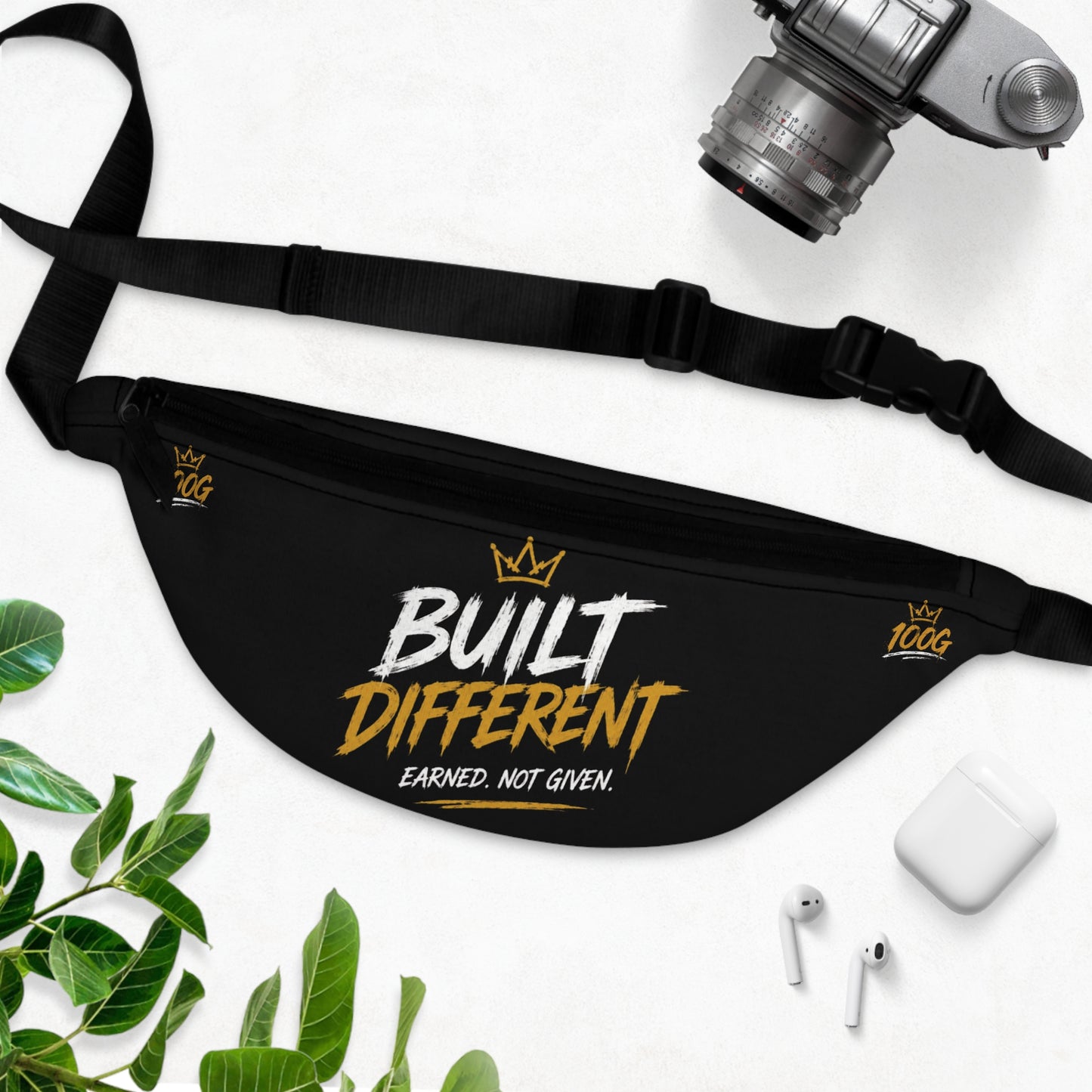 Built Different Fanny Pack — "Built Different. Earned, Not Given." Black Waist Bag