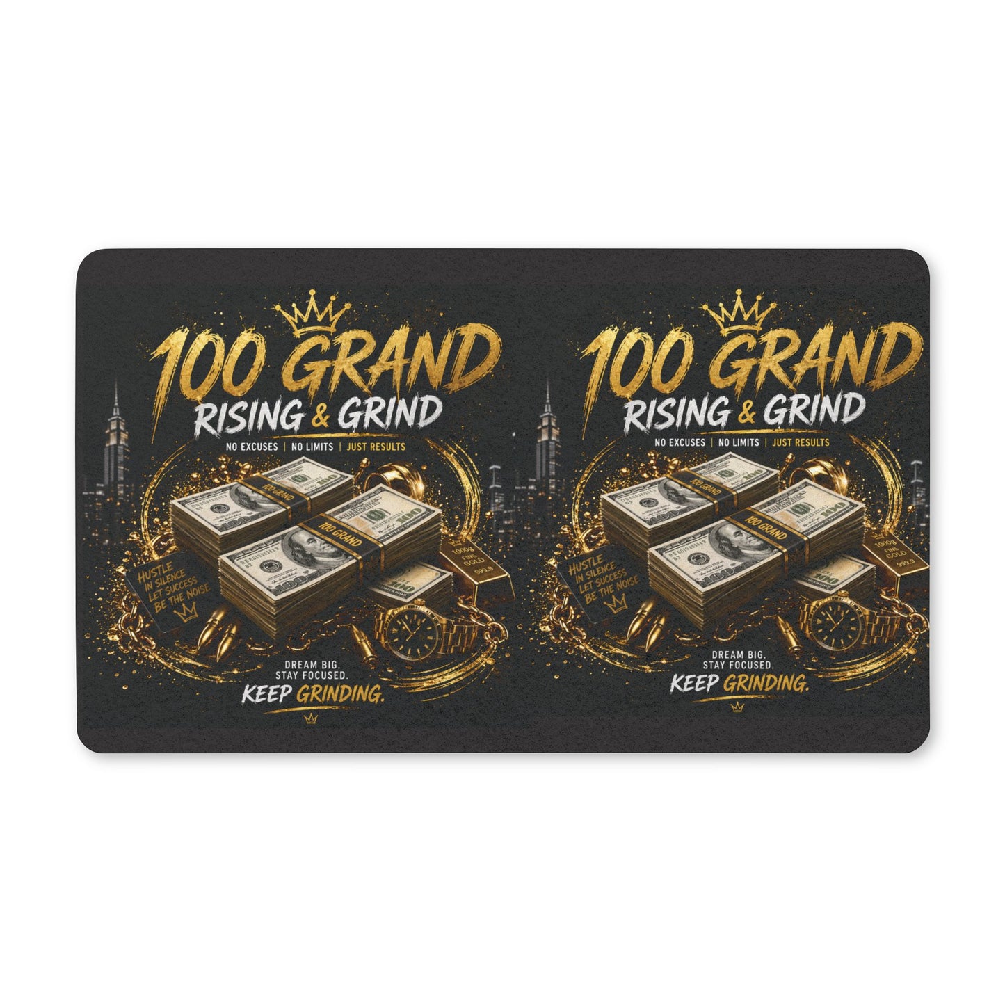 Doormat — "100 Grand Rising & Grind" Money Stack Motivational Home Entry Mat