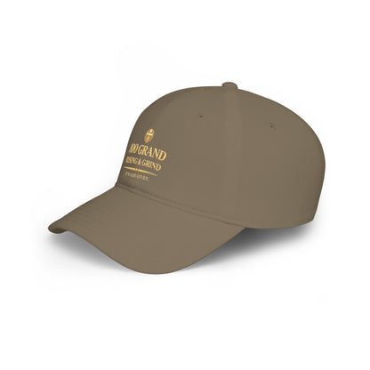 100G Crown Embroidered Baseball Cap — Low Profile Gold Script Hat