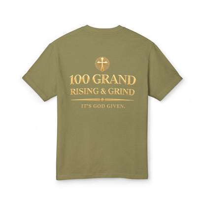 100 Grand Tee — "Rising & Grinding" Crown Graphic Cotton Shirt
