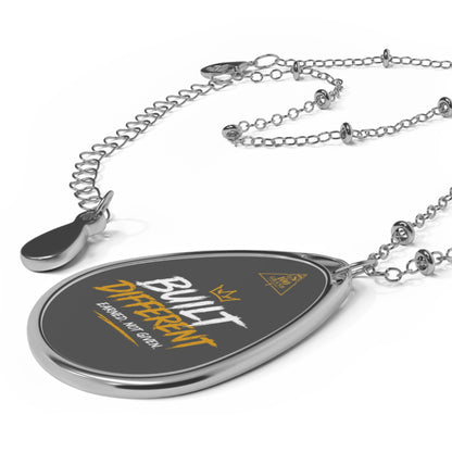 Oval Necklace — "Built Different" Inspirational Teardrop Pendant Necklace