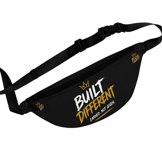 Built Different Fanny Pack — "Built Different. Earned, Not Given." Black Waist Bag