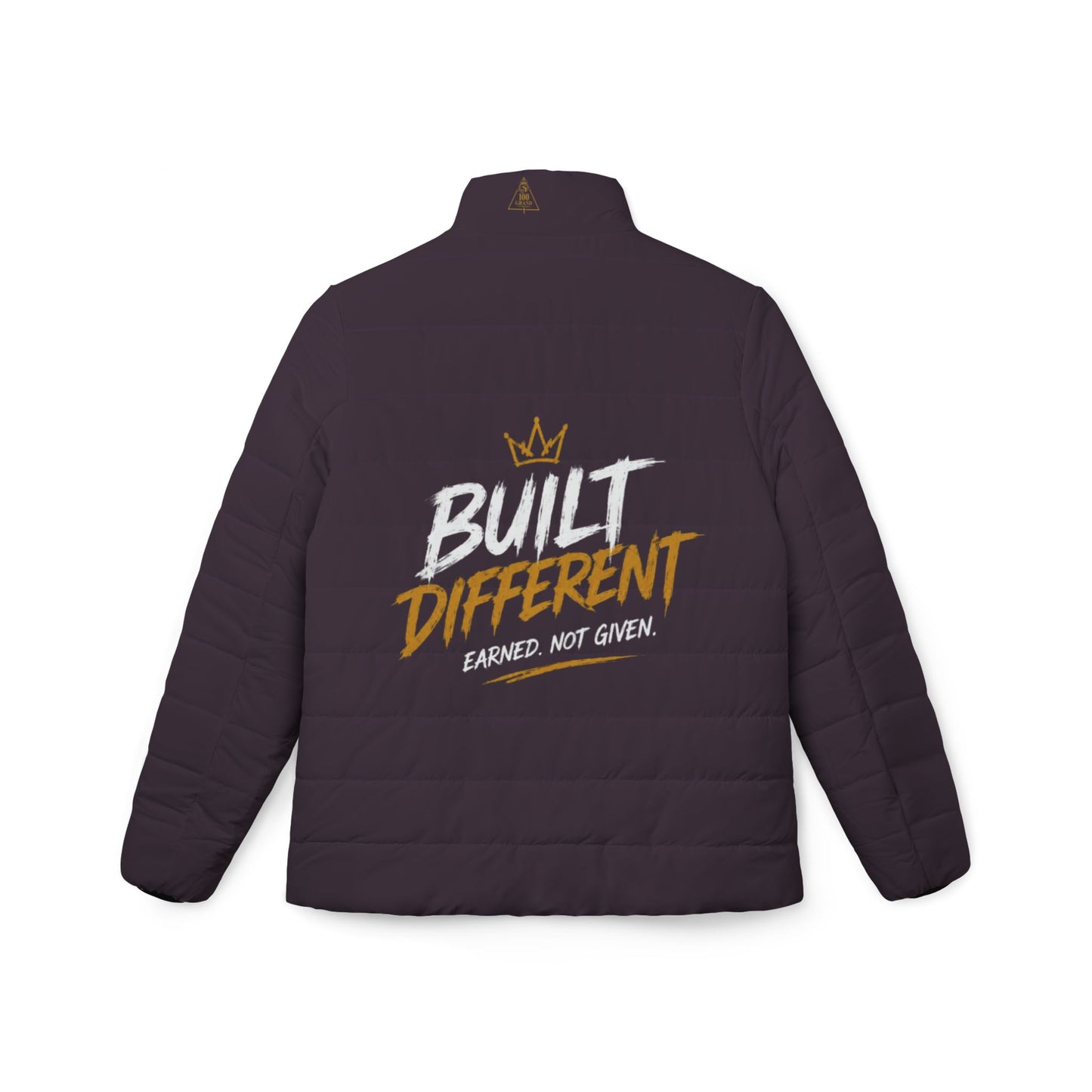 Built Different Women’s Puffer Jacket - 'Built Different. Earned, Not Given.' Quilted Winter Coat