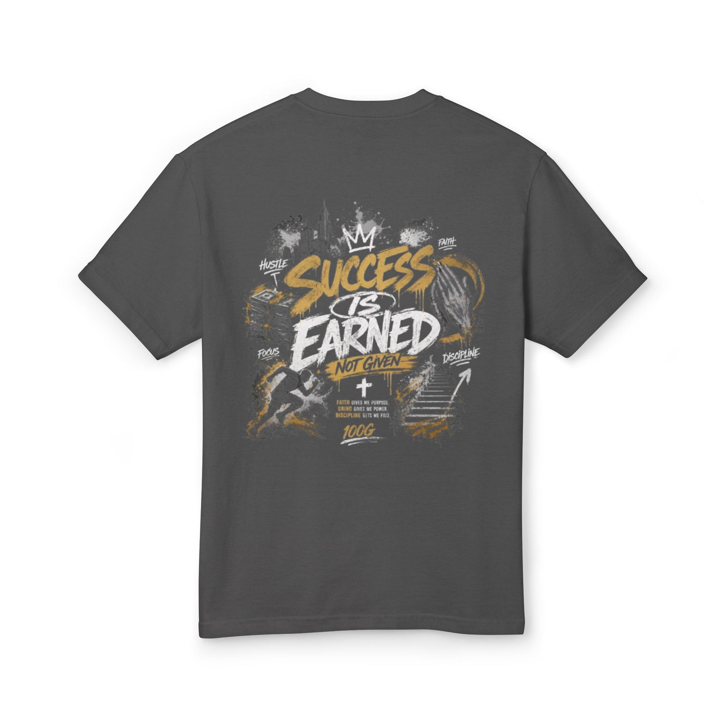 100 Grand Tee — "Rising & Grinding" Crown Graphic Cotton Shirt