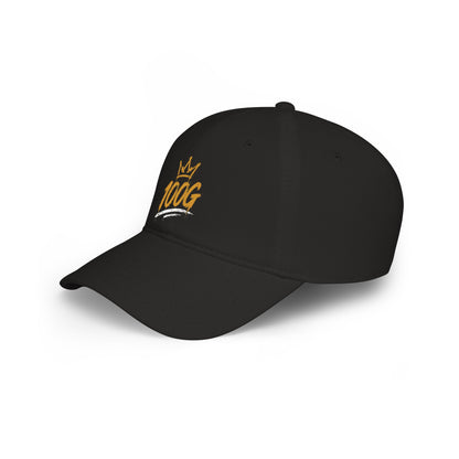 100G Crown Embroidered Baseball Cap — Low Profile Gold Script Hat