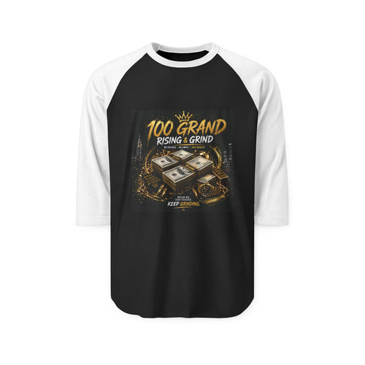 100 Grand Crown Raglan Shirt — '100 Grand' Motivational Baseball Tee
