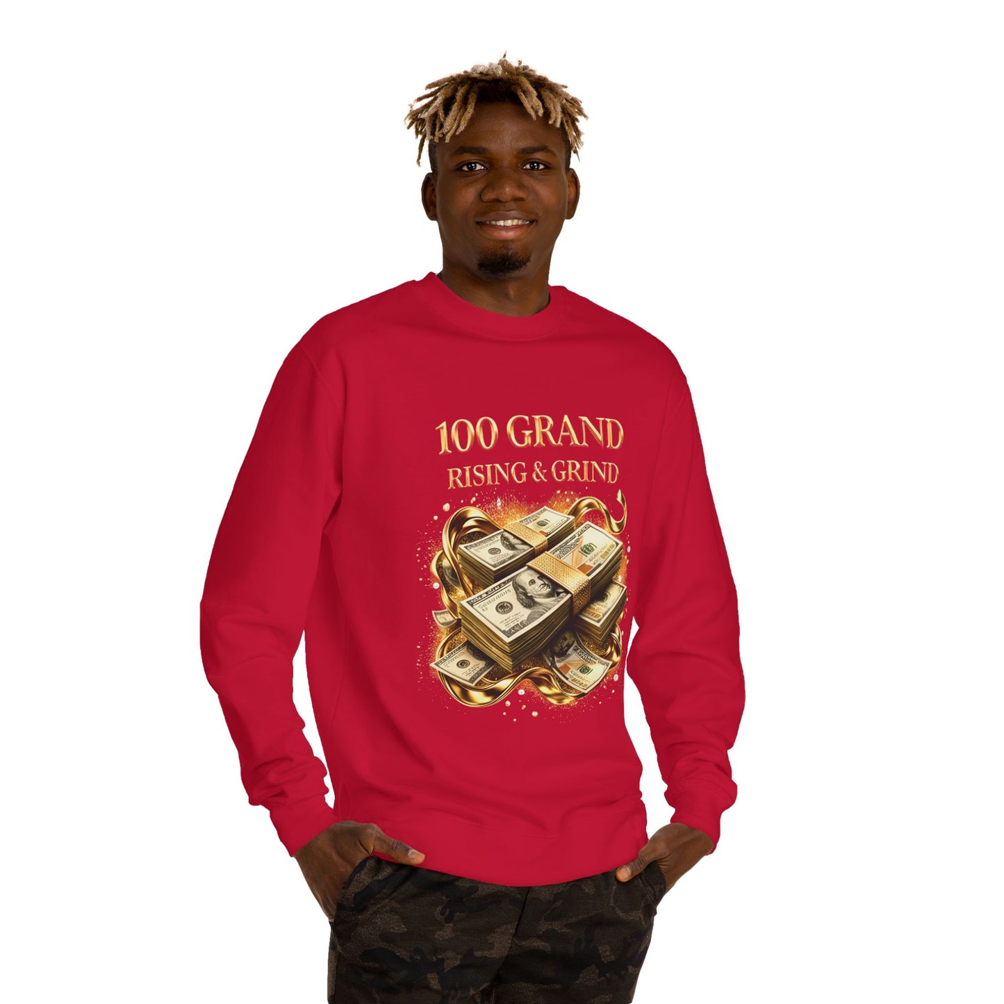 100 Grand Rising & Grind Sweatshirt — Money Stack Graphic Crewneck