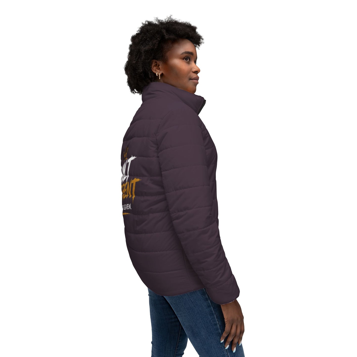 Built Different Women’s Puffer Jacket - 'Built Different. Earned, Not Given.' Quilted Winter Coat