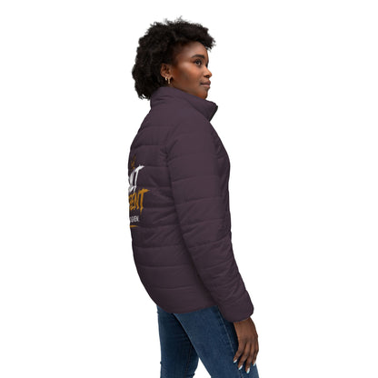 Built Different Women’s Puffer Jacket - 'Built Different. Earned, Not Given.' Quilted Winter Coat