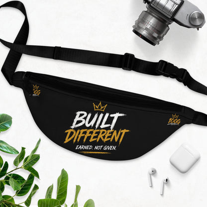 Built Different Fanny Pack — "Built Different. Earned, Not Given." Black Waist Bag