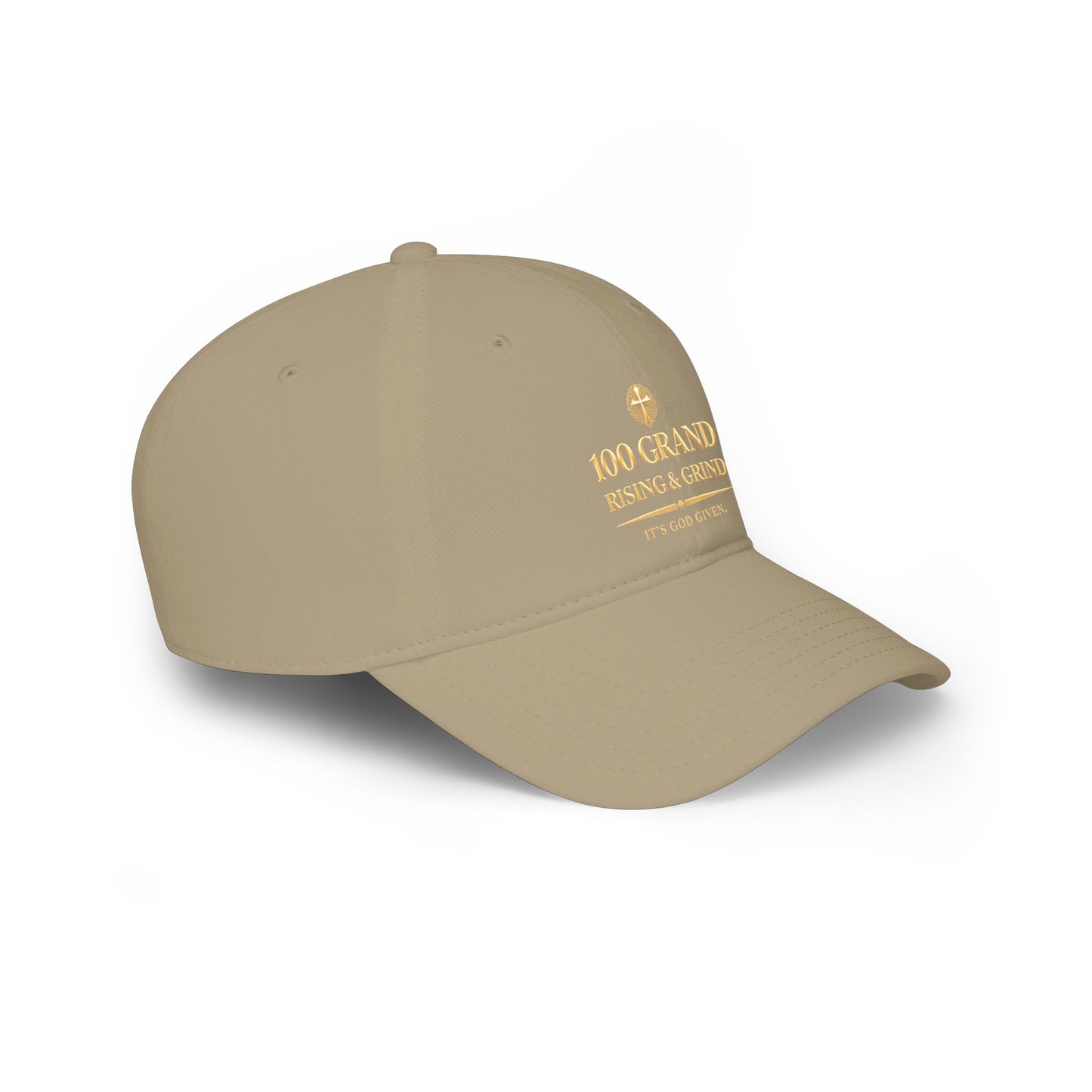 100G Crown Embroidered Baseball Cap — Low Profile Gold Script Hat