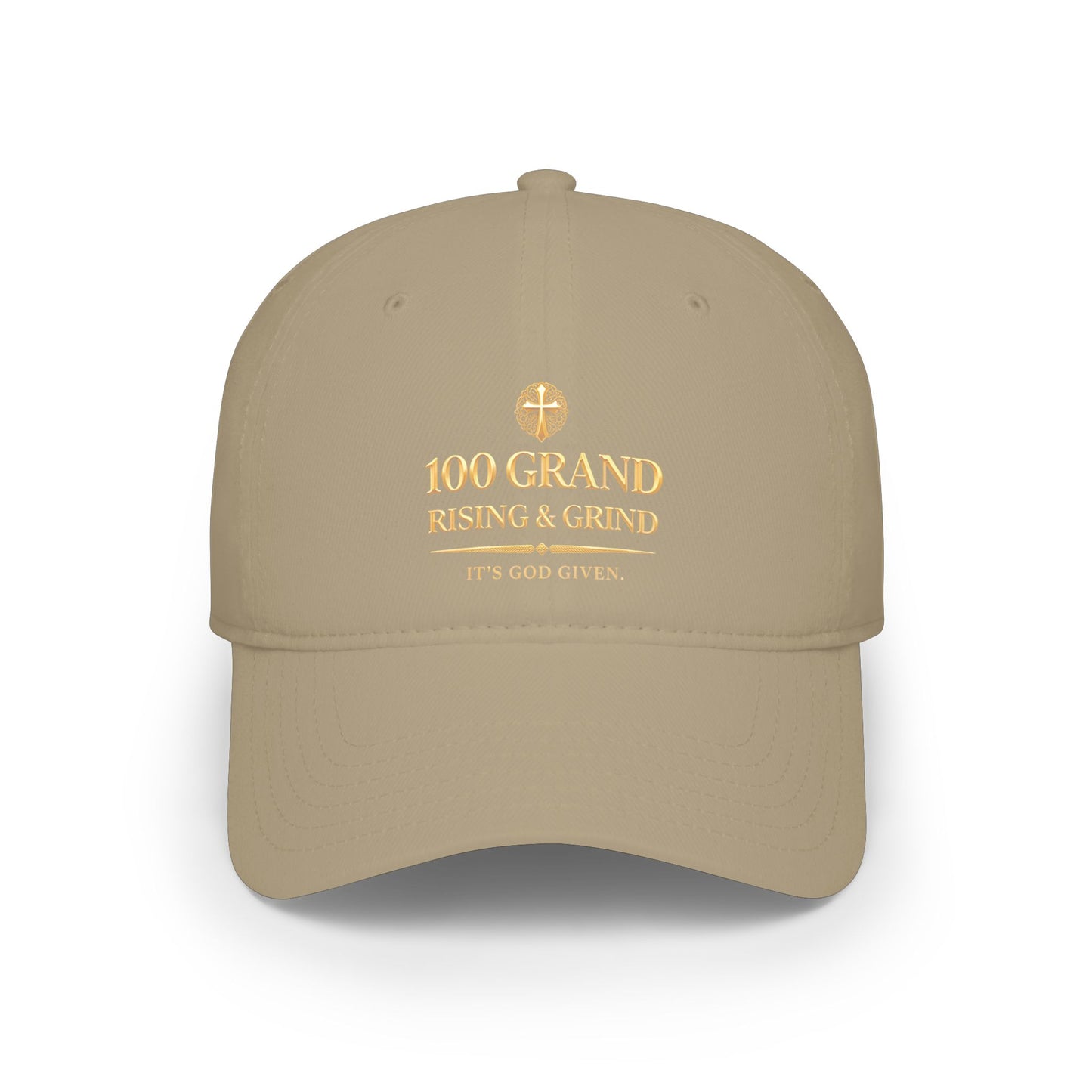 100G Crown Embroidered Baseball Cap — Low Profile Gold Script Hat