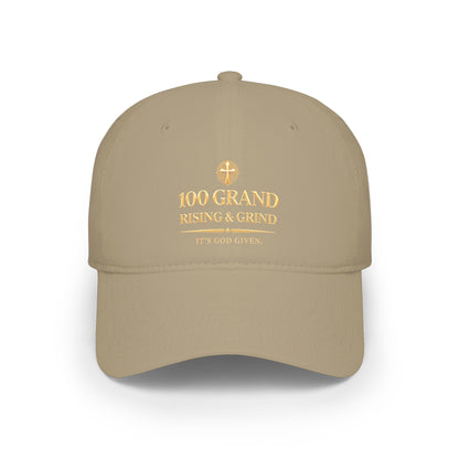 100G Crown Embroidered Baseball Cap — Low Profile Gold Script Hat