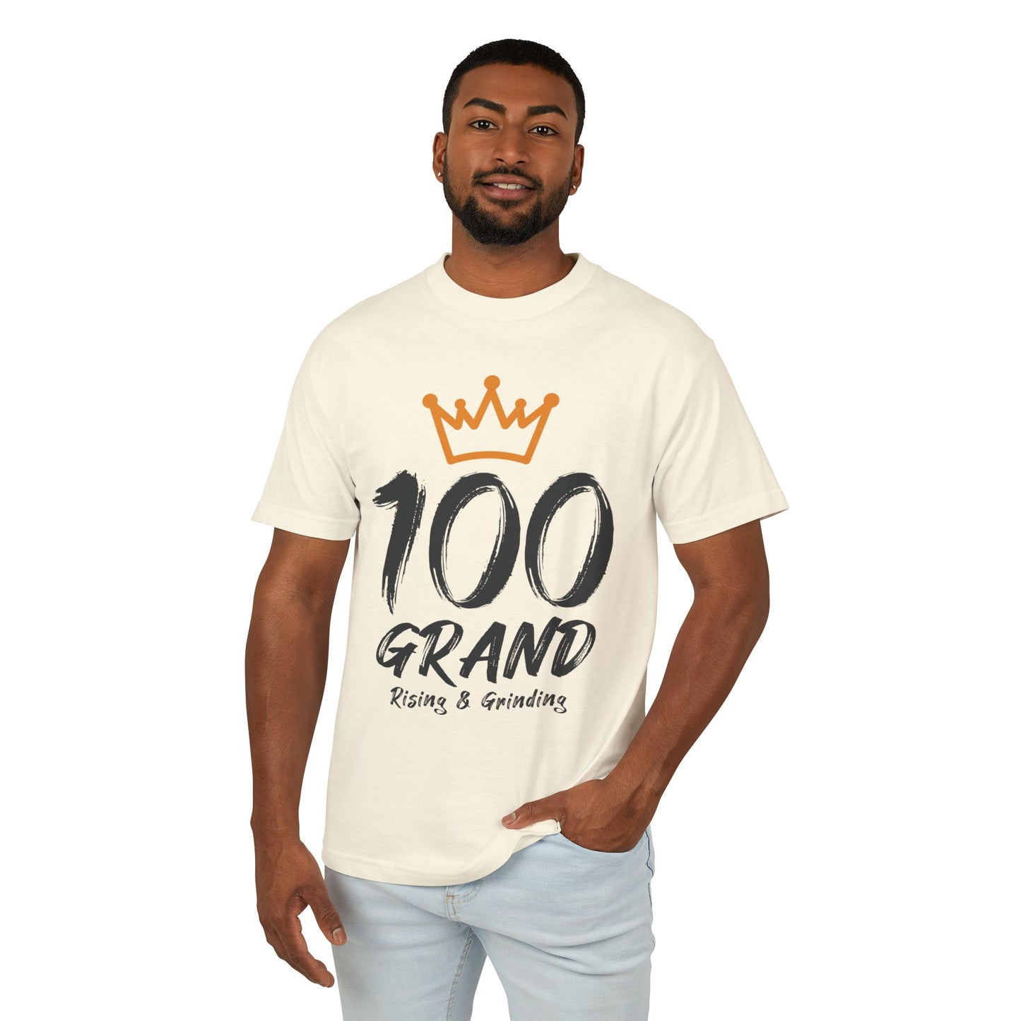 100 Grand Tee — "Rising & Grinding" Crown Graphic Cotton Shirt