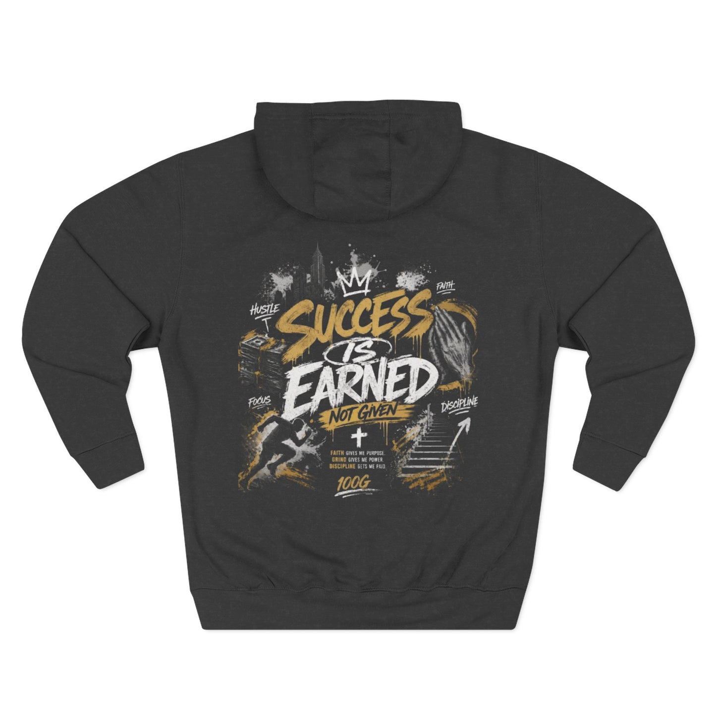 Success Sketch Hoodie — Motivational 100G Graphic Fleece Hoodie