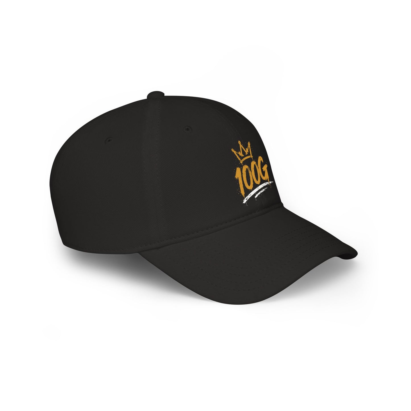 100G Crown Embroidered Baseball Cap — Low Profile Gold Script Hat